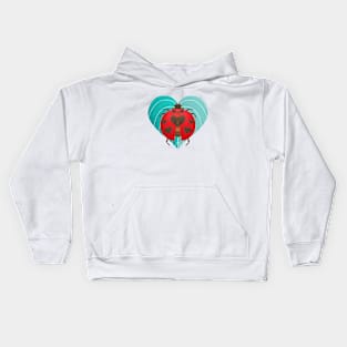 Ladybug with Heart pattern on Wing Kids Hoodie